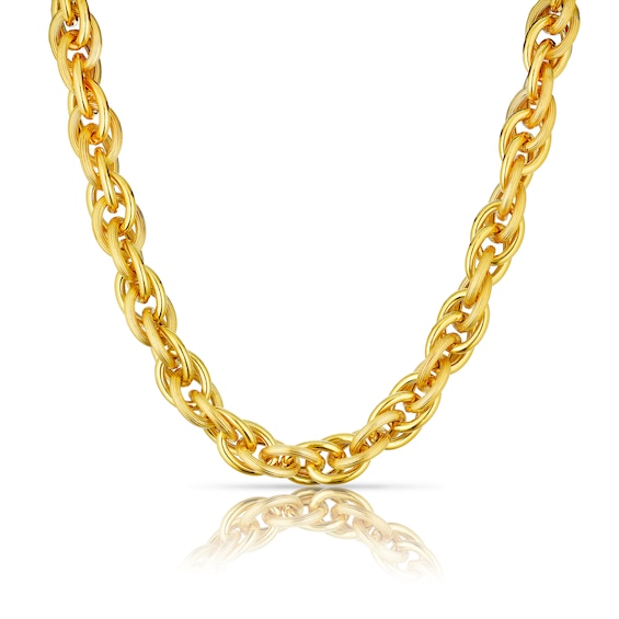 Sterling Silver and 18ct Gold Plated Vermeil Chunky Textured Link Chain Necklace
