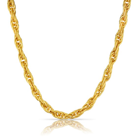 Sterling Silver & 18ct Gold Plated Vermeil Textured Link Chain Necklace
