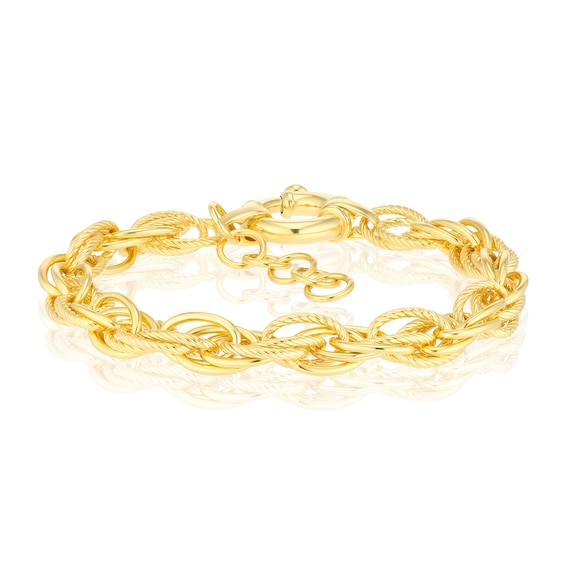 Sterling Silver & 18ct Gold Plated Vermeil Textured Link Chain Bracelet