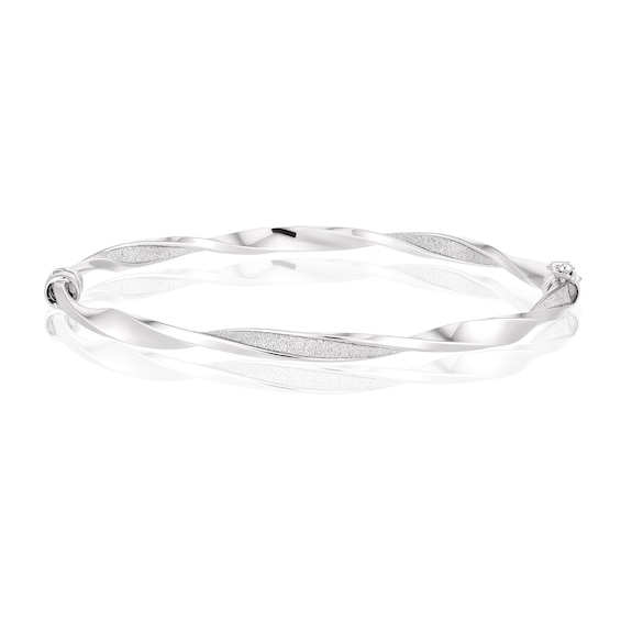 9ct White Gold Sparkle Twist Bangle