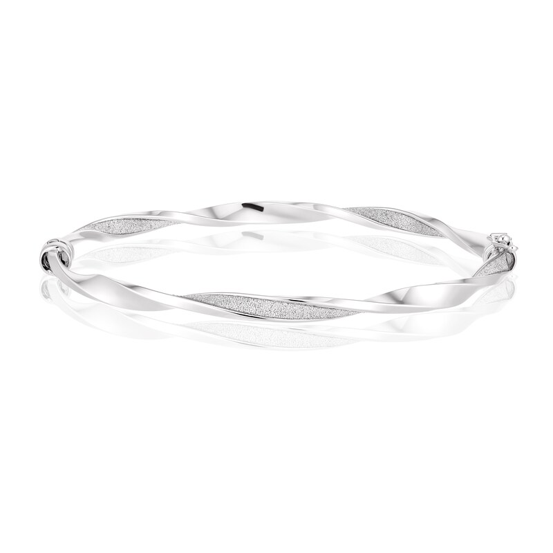 9ct White Gold Sparkle Twist Bangle