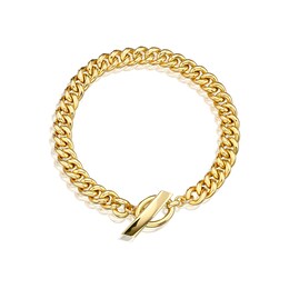9ct Yellow Gold Oval T-Bar Curb Chain Bracelet