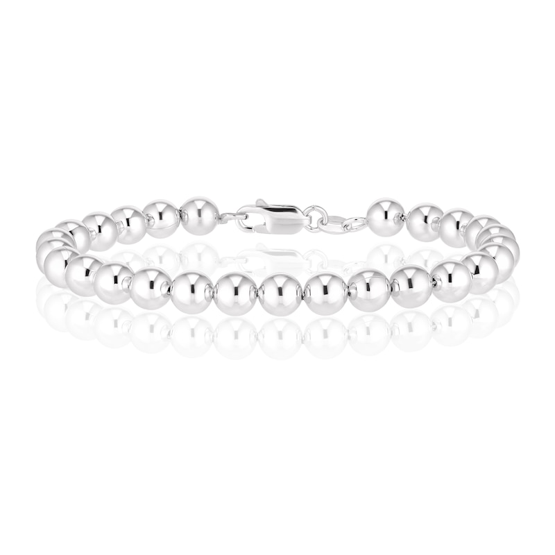 Bead bracelet in sterling silver, 7.5 long and 10 mm.