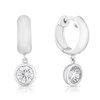 Thumbnail Image 0 of Sterling Silver Cubic Zirconia Bezel Set Drop Huggies
