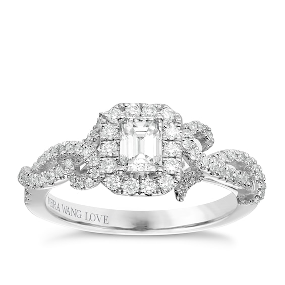 Vera Wang Platinum 0.70ct Total Diamond Halo Ring