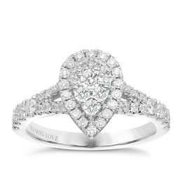 Vera Wang Platinum 0.70ct Total Diamond Pear Cluster Ring