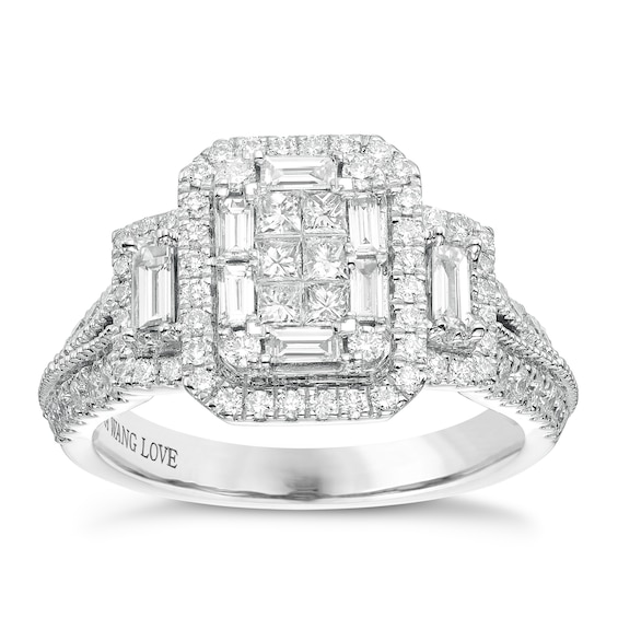 Vera Wang Platinum 0.95ct Total Diamond Cluster Ring