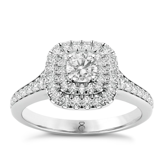 The Diamond Story Platinum 0.50ct Diamond Halo Ring