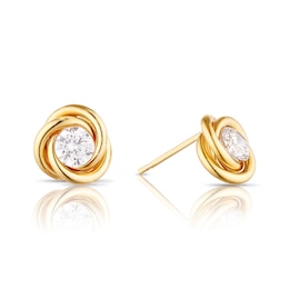 9ct Yellow Gold Cubic Zirconia Knot Stud Earrings