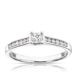 9ct White Gold 0.33ct Diamond Total Princess Solitaire Ring