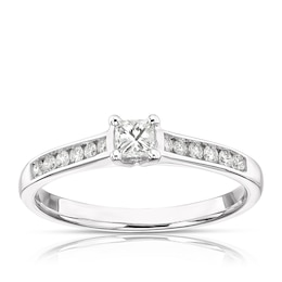 Engagement Ring 9ct White Gold 0.33ct Diamond Total Princess Solitaire Ring
