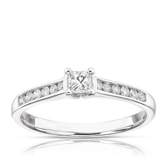 9ct White Gold 0.33ct Diamond Total Princess Solitaire Ring