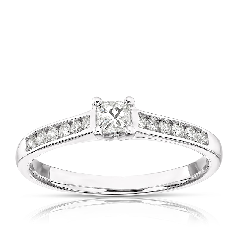 Main Image 1 of Engagement Ring 9ct White Gold 0.33ct Diamond Total Princess Solitaire Ring