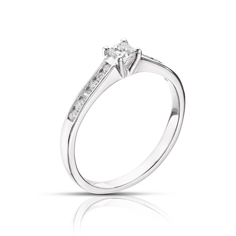 Main Image 2 of Engagement Ring 9ct White Gold 0.33ct Diamond Total Princess Solitaire Ring