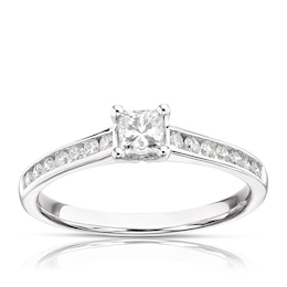 9ct White Gold 0.50ct Total Princess Cut Solitaire Ring