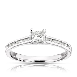 Platinum 0.50ct Diamond Total Princess Cut Solitaire Ring