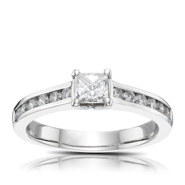 Platinum 0.75ct Total Diamond Princess Cut Solitaire Ring
