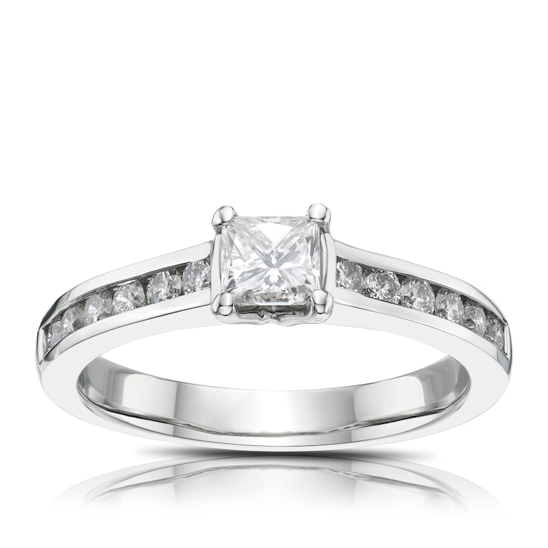 Main Image 1 of Platinum 0.75ct Total Diamond Princess Cut Solitaire Ring