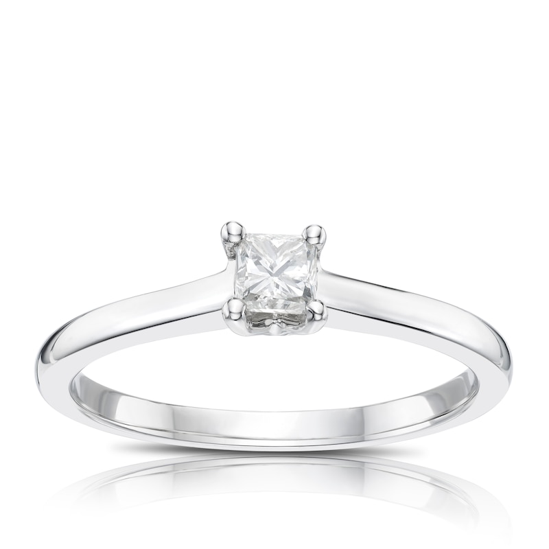 Main Image 1 of Engagement Ring 9ct White Gold 0.25ct Diamond Princess Cut Solitaire Ring