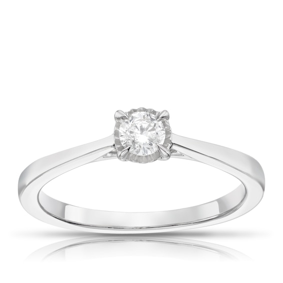 9ct White Gold 0.18ct Diamond Illusion Set Solitaire Ring