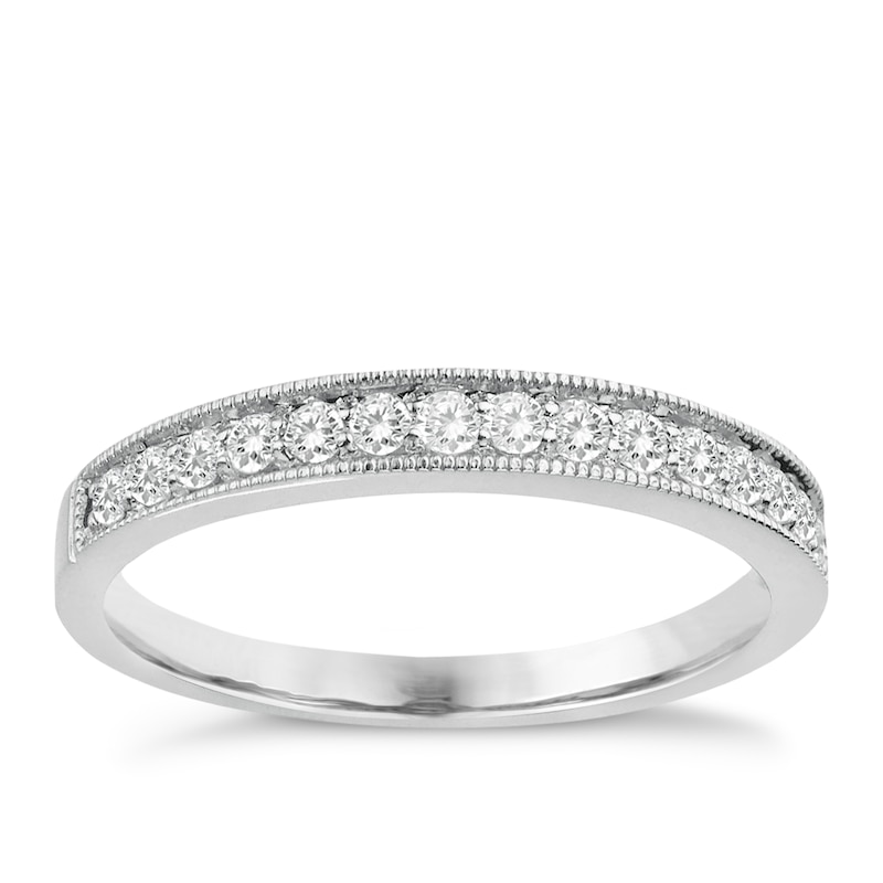 Main Image 1 of 9ct White Gold 0.25ct Diamond Mill Grain Ring