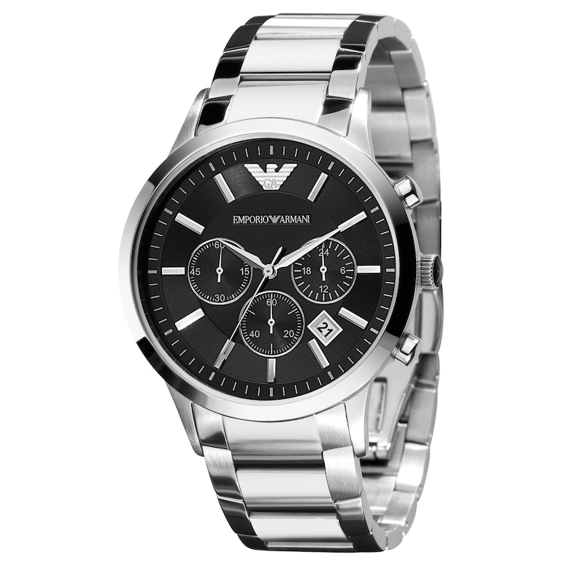 Emporio Armani Men's Black Chronograph Stainless Steel Bracelet Watch