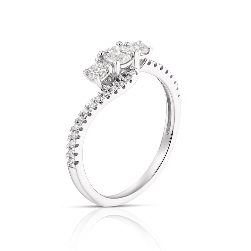 Main Image 2 of 9ct White Gold 0.50ct Diamond Total Trilogy Ring