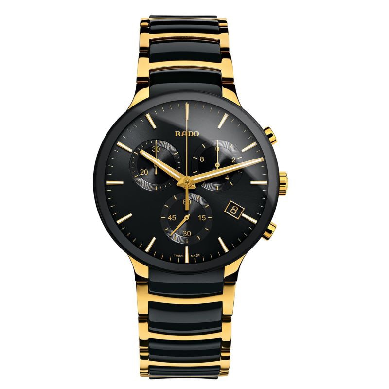 Rado Centrix Men's Two Tone black and gold Bracelet Watch with black dial