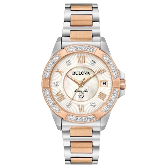 Bulova Marine Star Womens 2 Colour Diamond Bracelet Watch