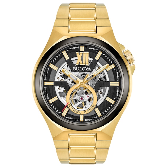 Bulova Maquina Automatic Men’s Gold Plated Steel Bracelet Watch