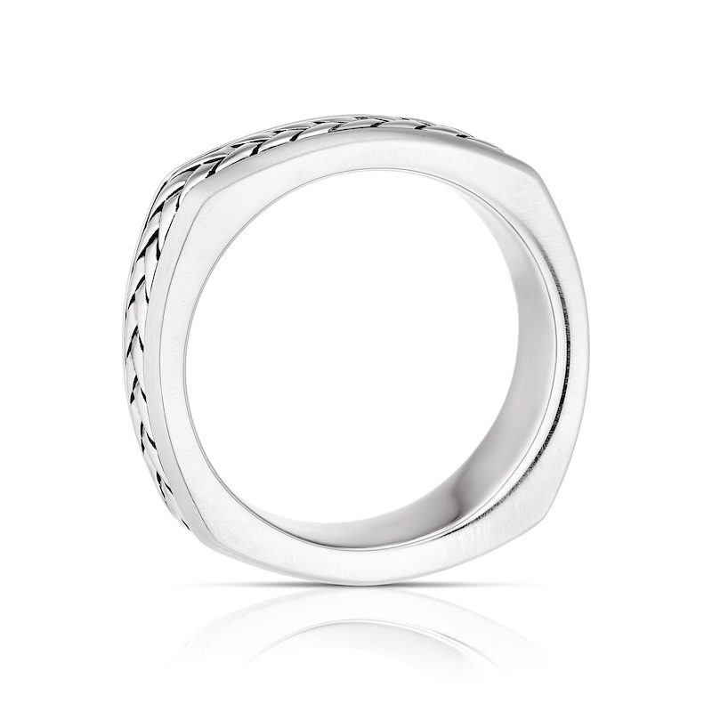 Sterling Silver 925 Men's Woven Pattern Ring