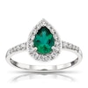 Thumbnail Image 0 of 9ct White Gold Created Emerald & CZ Pear Cluster Ring