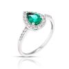 Thumbnail Image 1 of 9ct White Gold Created Emerald & CZ Pear Cluster Ring