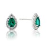 Thumbnail Image 0 of 9ct White Gold Created Emerald & CZ Cluster Pear Earrings