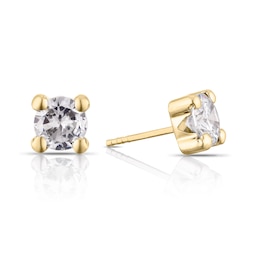 9ct Yellow Gold Cubic Zirconia Round Cut Stud Earrings