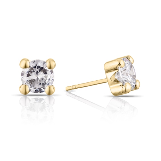 9ct Yellow Gold Cubic Zirconia Round Cut Stud Earrings