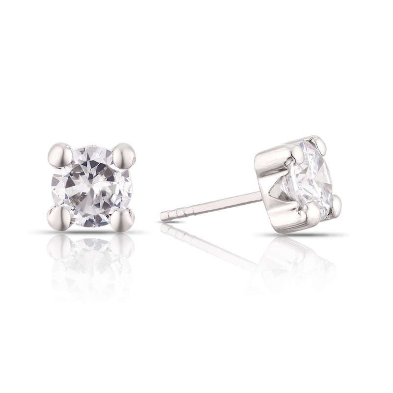 9ct White Gold Cubic Zirconia Round Stud Earrings