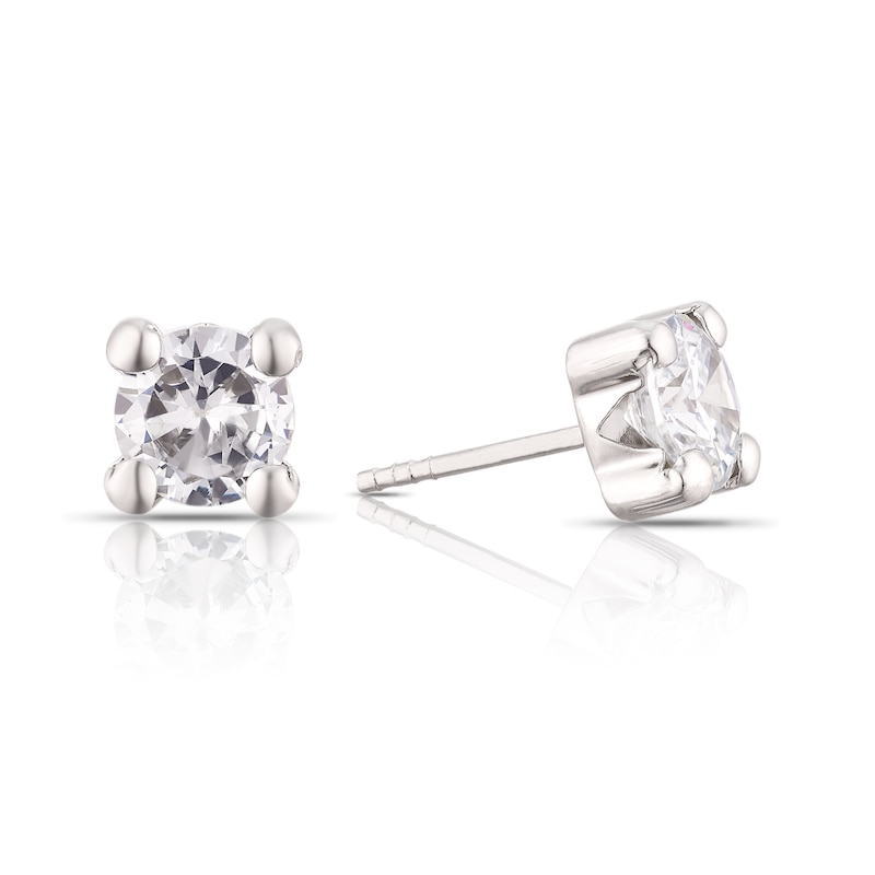 Main Image 1 of 9ct White Gold Cubic Zirconia Round Stud Earrings