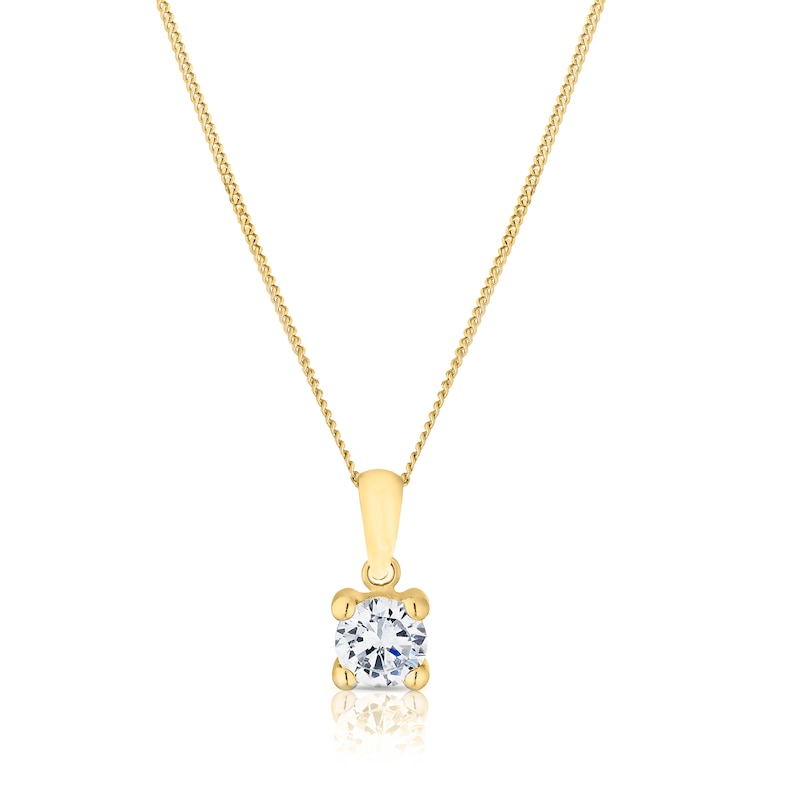 9ct Yellow Gold Cubic Zirconia Round Cut Pendant