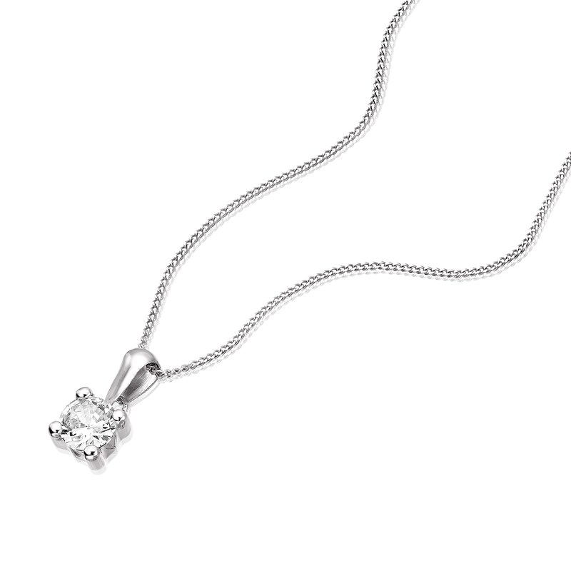 9ct White Gold & Cubic Zirconia Pendant