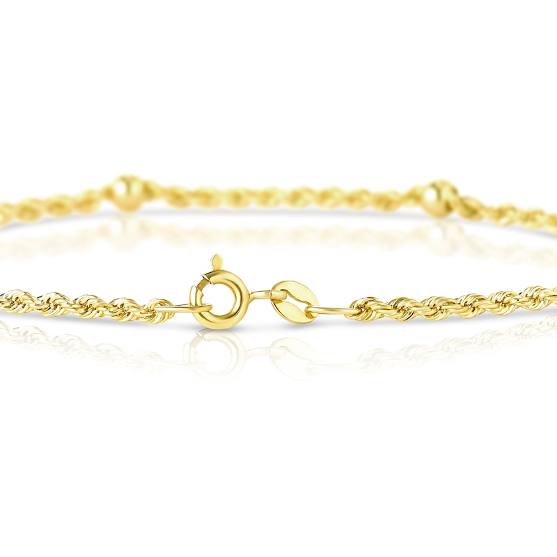 9ct Yellow Gold 7 Inch Rope Station Chain Bracelet