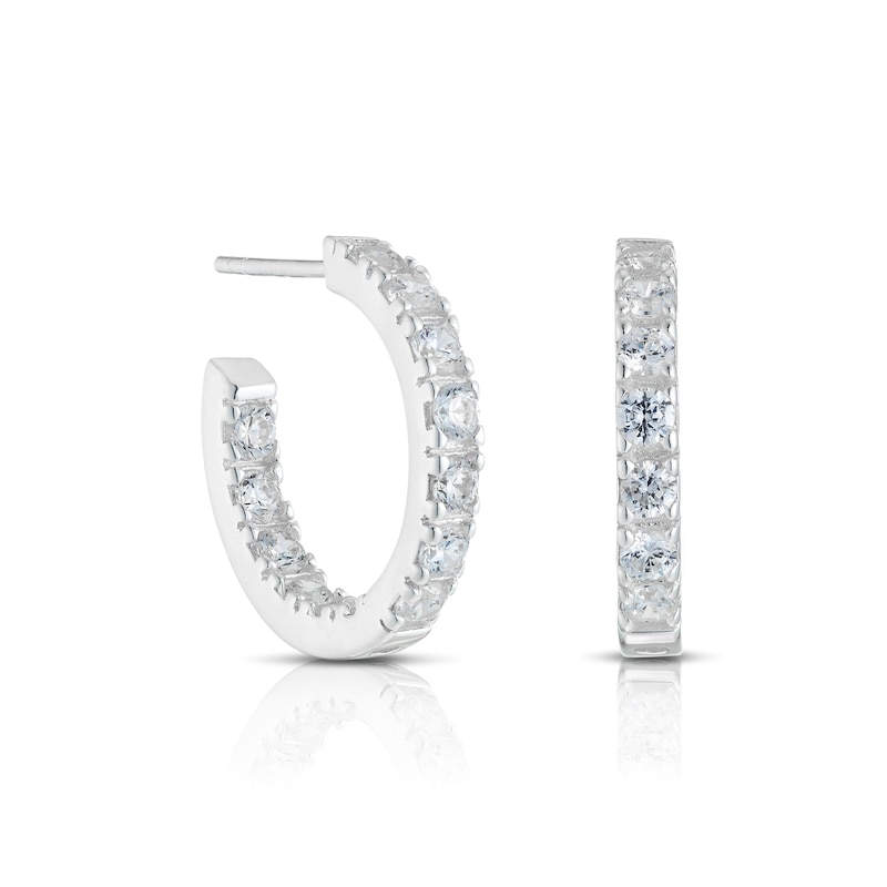 Sterling Silver & Cubic Zirconia Inside Out Hoop Earrings