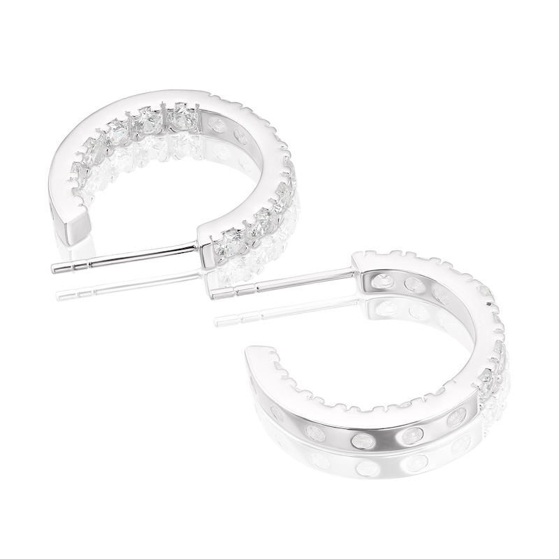 Sterling Silver & Cubic Zirconia Inside Out Hoop Earrings