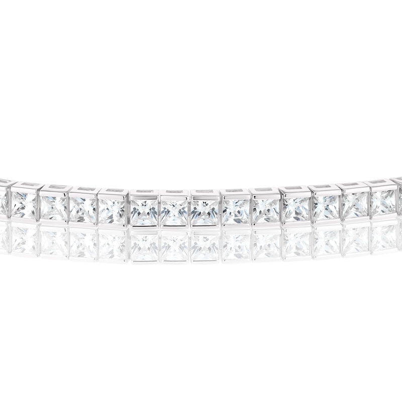 Sterling Silver 7 Inch Cubic Zirconia Princess Cut Tennis Bracelet