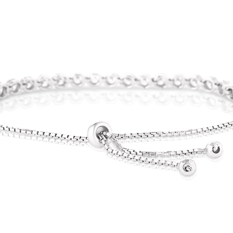 Sterling Silver 7 Inch Cubic Zirconia Bezel Set Bracelet