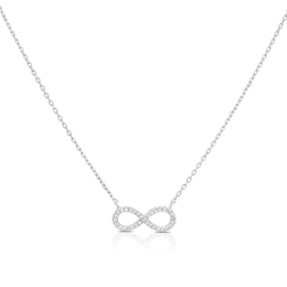9ct White Gold Diamond Infinity Necklace