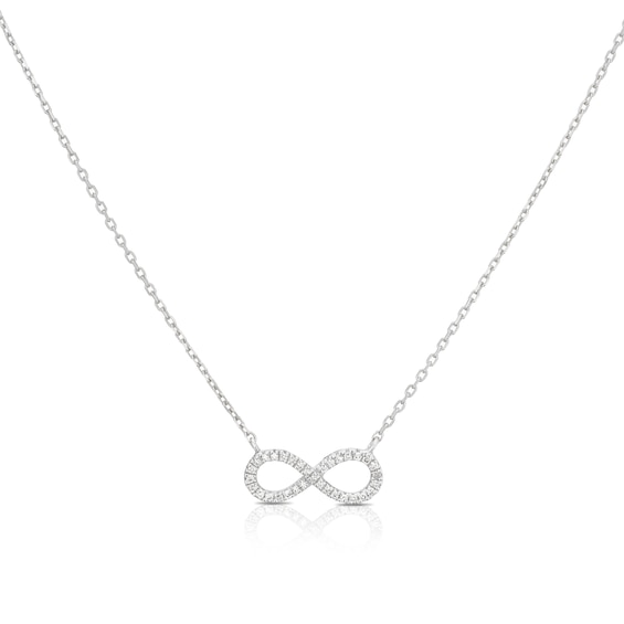 9ct White Gold Diamond Infinity Necklace