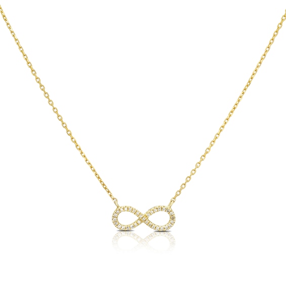 9ct Yellow Gold Diamond Infinity Necklace