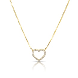 9ct Yellow Gold & 0.06ct Diamond Total Heart Necklace