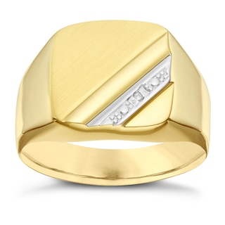 9ct Yellow Gold Diamond Set Signet Ring | Ernest Jones